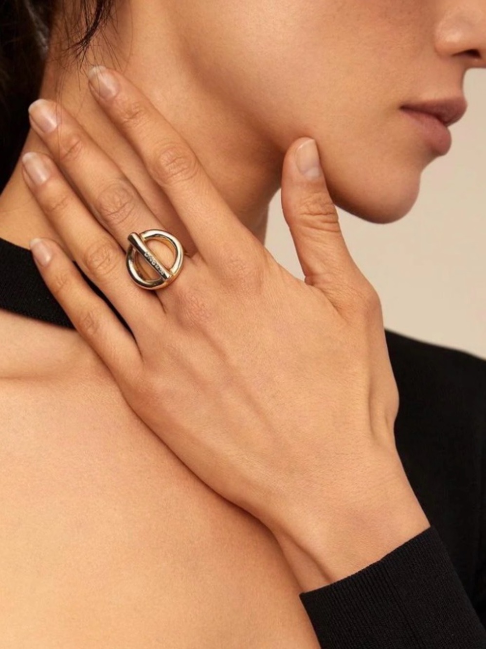 NWT UNO de 50 "On/Off" 18k Gold Plated Ring - Size 8.5 - Picture 2 of 14